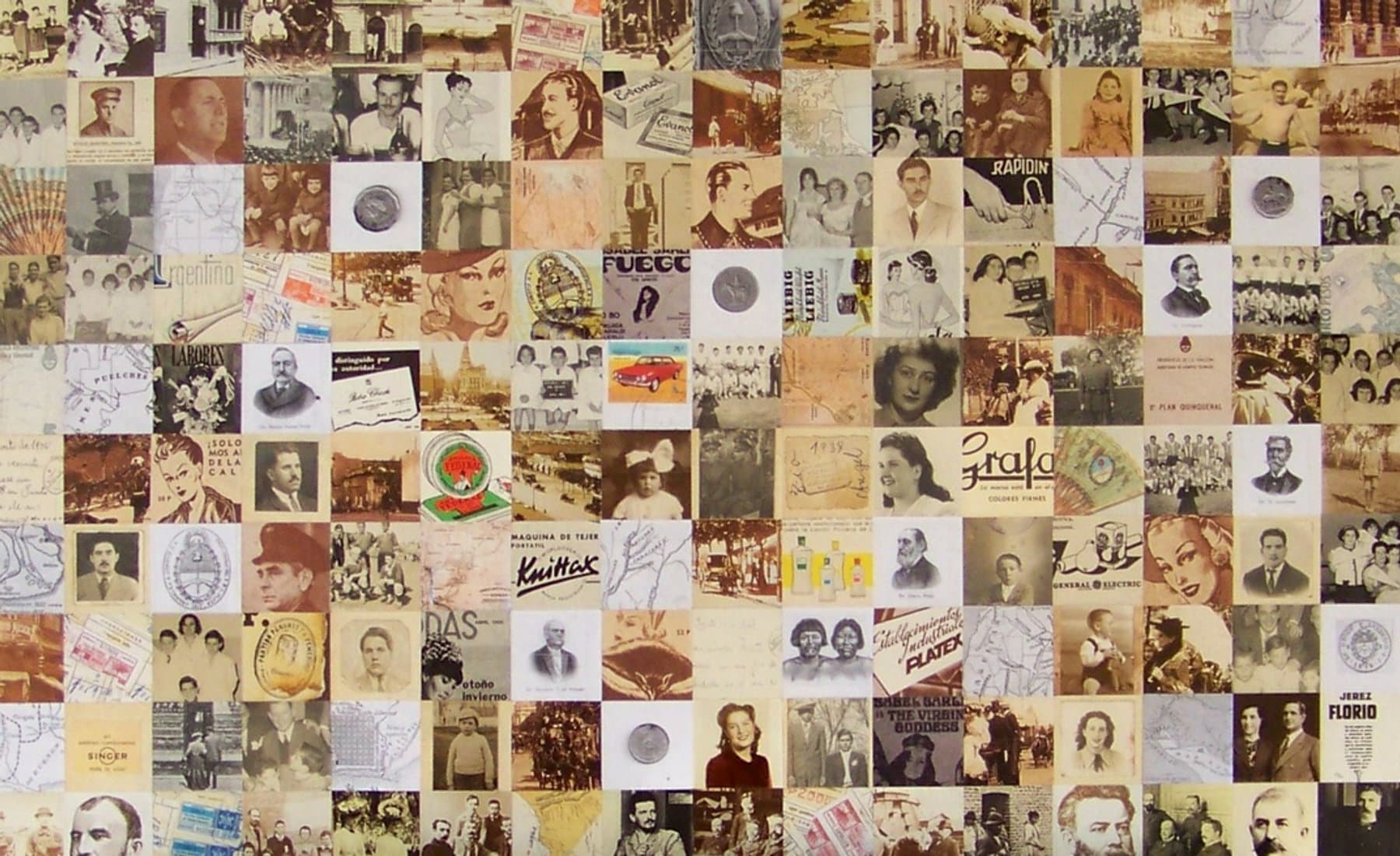 «Orígenes», collage de fotografías y papeles de archivo